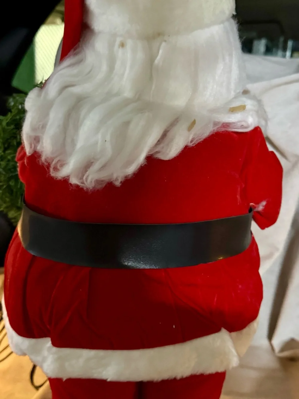 Classic Red Santa Figurine with Holiday Wreath animatronics